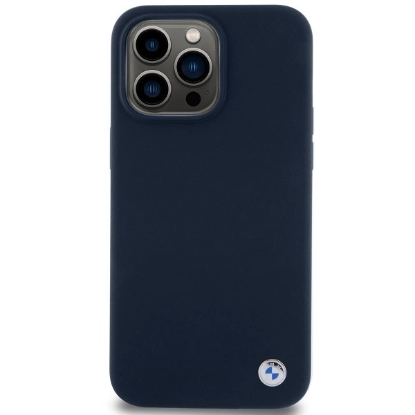 BMW Silicone Metal Logo case for iPhone 15 Pro Max - navy blue