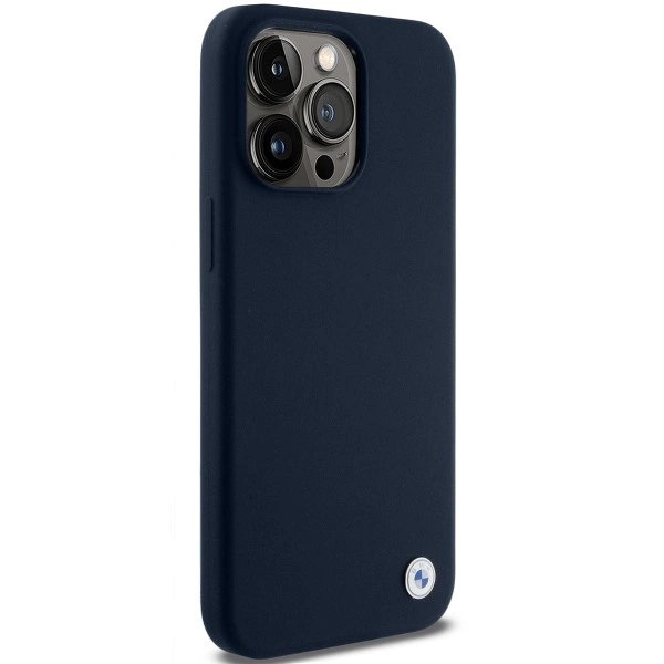 BMW Silicone Metal Logo case for iPhone 15 Pro Max - navy blue