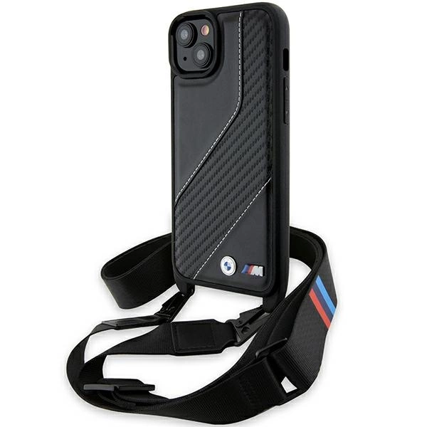Чехол BMW для iPhone 15 / 14 / 13 M Edition Carbon Stripe & Strap, черный