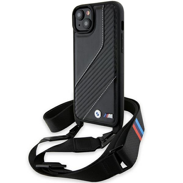 BMW iPhone 15 Plus / 14 Plus vāciņš M Edition Carbon Stripe & Strap, melns