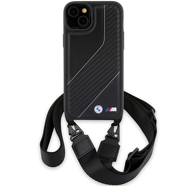 BMW iPhone 15 Plus / 14 Plus Case M Edition Carbon Stripe & Strap, Black