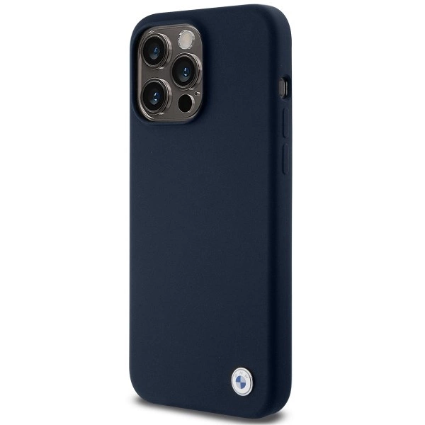 BMW Silicone Metal Logo case for iPhone 15 Pro - navy blue