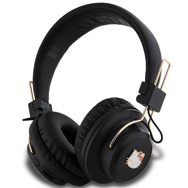 Hello Kitty Metāla logotips Bluetooth austiņas uz ausīm - melnas | Metal Logo on-ear headphones black