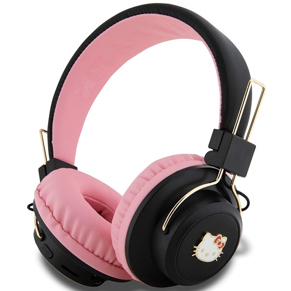 Hello Kitty Metāla logotips Bluetooth austiņas uz ausīm - rozā krāsā | Metal Logo on-ear headphones pink