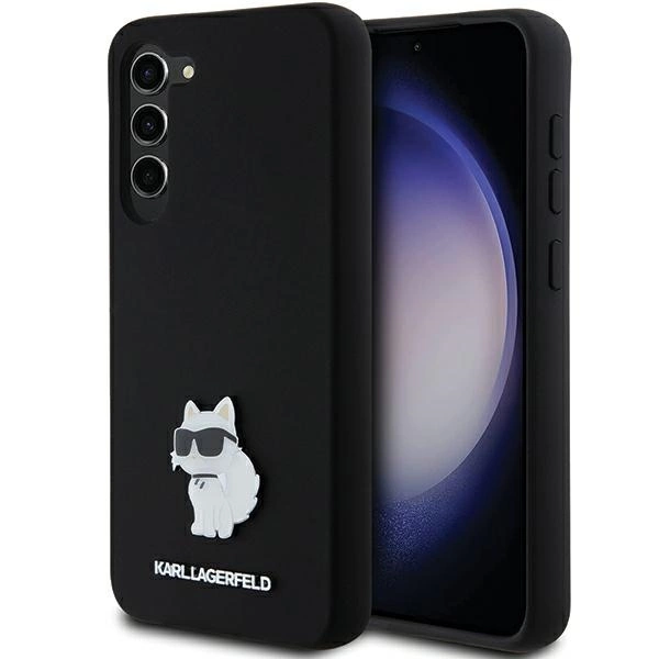 Karl Lagerfeld Samsung Galaxy S23+ Case Silicone Choupette Metal Pin, Black