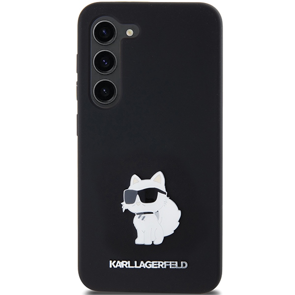 Karl Lagerfeld Samsung Galaxy S23 Case Silicone Choupette Metal Pin, Black