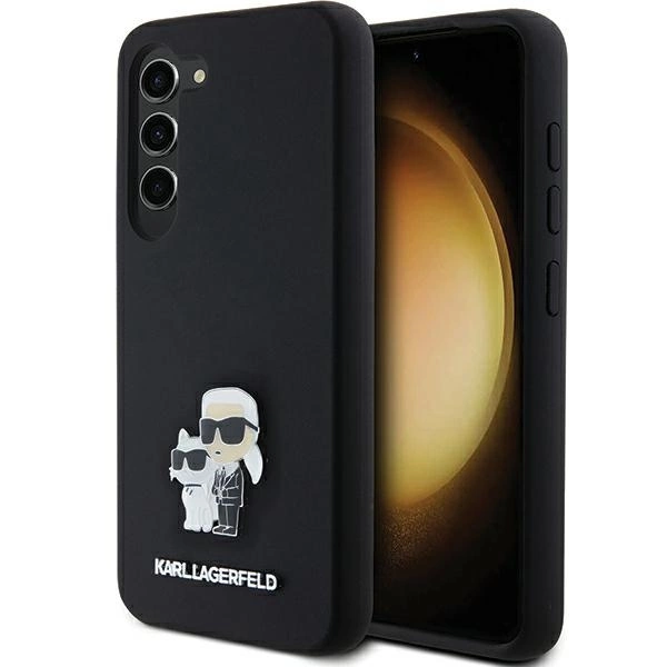 Samsung Galaxy S23 (SM-S911) Karl Lagerfeld Silicone Karl&Choupette Metal Pin Cover Case, Black | Чехол Кейс...