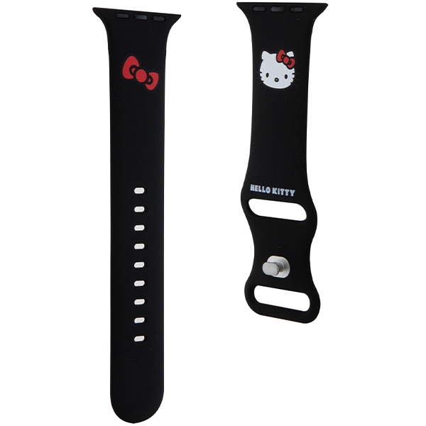 Ремешок Hello Kitty для Apple Watch 42/44/45/49mm Silicone Kitty Head, черный