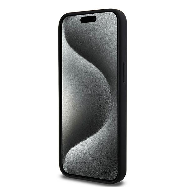 DKNY iPhone 14 Pro Max vāciņš Liquid Silicone White Printed Logo MagSafe, melns