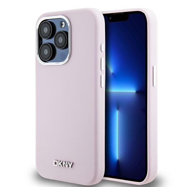 DKNY iPhone 14 Pro vāciņš Liquid Silicone Small Metal Logo MagSafe, rozā