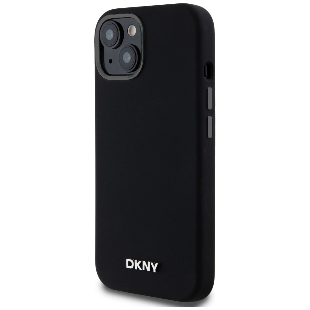 DKNY iPhone 14 / 15 / 13 Case Liquid Silicone Small Metal Logo MagSafe, Black