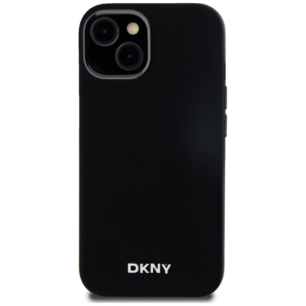 DKNY iPhone 14 / 15 / 13 Case Liquid Silicone Small Metal Logo MagSafe, Black