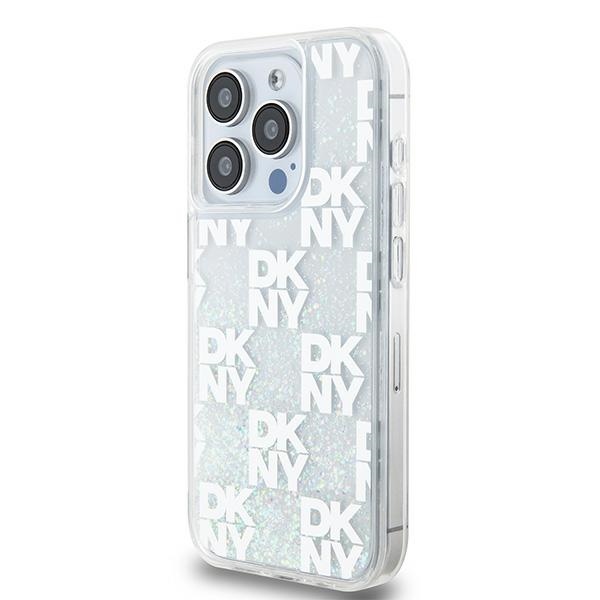 DKNY iPhone 15 Pro Case Liquid Glitter Multilogo, Pink