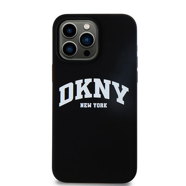 DKNY iPhone 13 Pro Max Case Liquid Silicone White Printed Logo MagSafe, Black