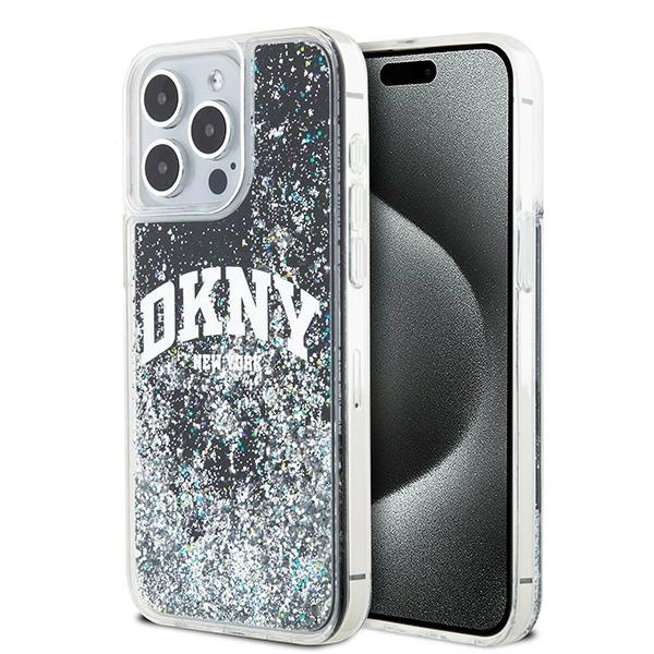 DKNY iPhone 14 Pro Max Case Liquid Glitter Big Logo, Black