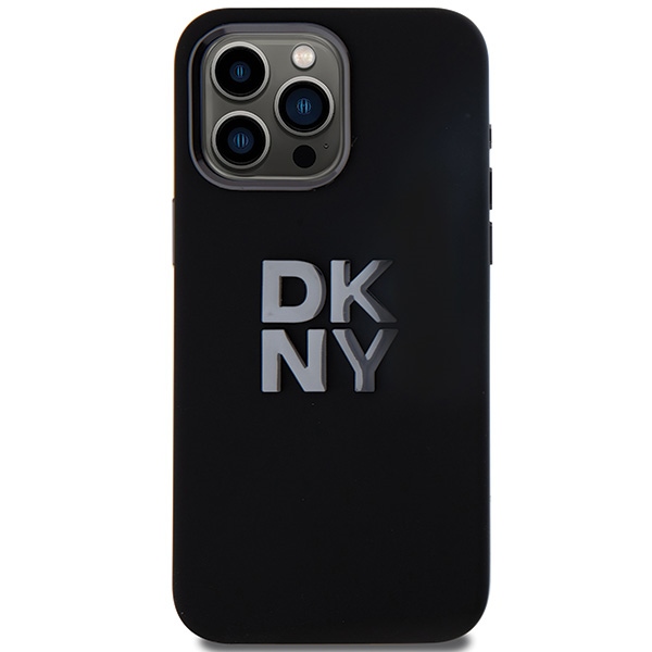 DKNY iPhone 15 Pro Case Liquid Silicone Metal Logo, Black