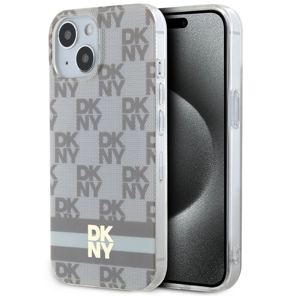 Apple iPhone 14 6.1'' DKNY IML Checkered Mono Pattern Printed Stripes MagSafe Case Cover, Beige | Чехол...