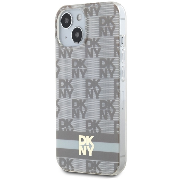 Чехол DKNY для iPhone 15 / 14 / 13 IML Checkered Mono Pattern MagSafe, бежевый