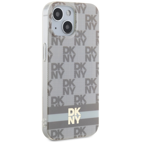 Чехол DKNY для iPhone 15 / 14 / 13 IML Checkered Mono Pattern MagSafe, бежевый