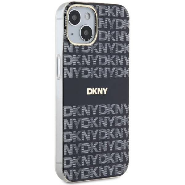 DKNY iPhone 15 / 14 / 13 vāciņš IML Mono & Stripe MagSafe, melns