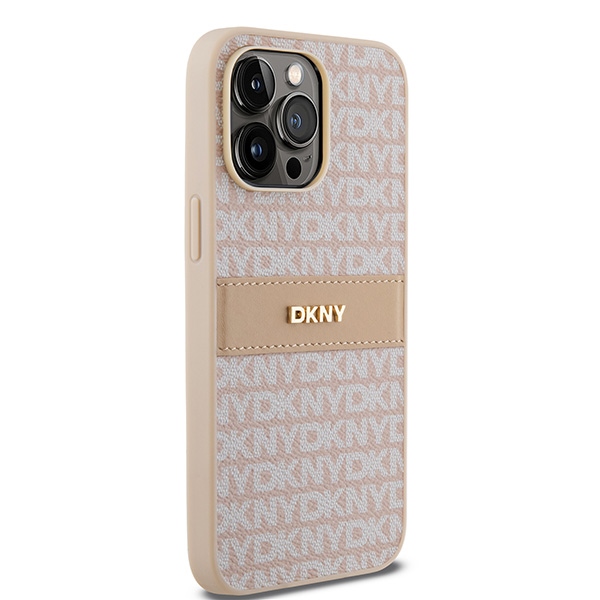 DKNY iPhone 14 Pro vāciņš Mono Stripe & Metal Logo, rozā
