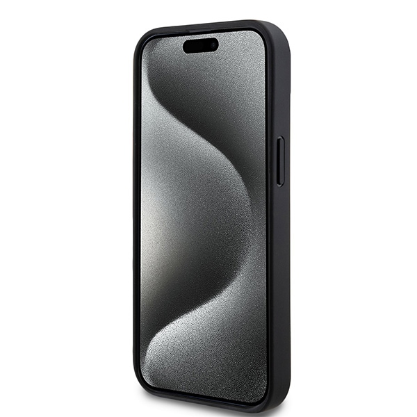DKNY iPhone 15 / 14 / 13 Case Leather Checkered Mono Pattern, Black