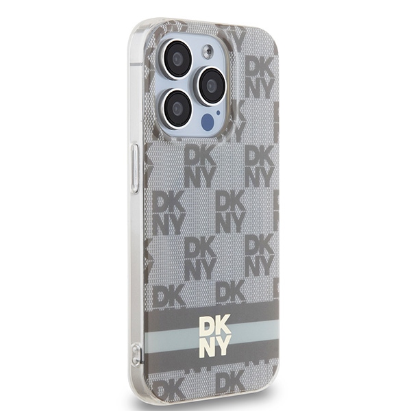 Чехол DKNY для iPhone 14 Pro IML Checkered Mono Pattern MagSafe, бежевый