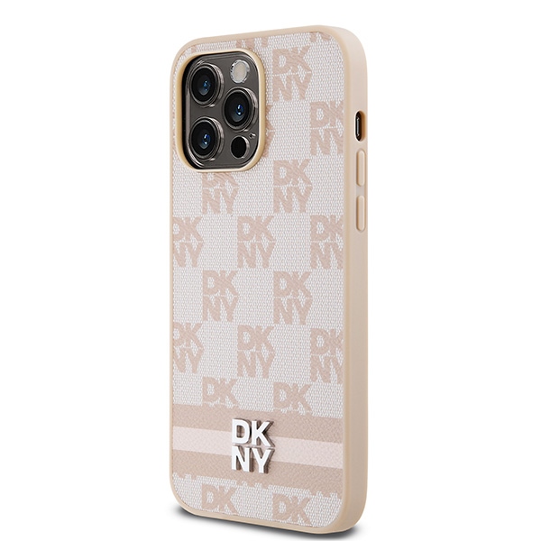 DKNY iPhone 14 Pro Max vāciņš Checkered Mono Pattern & Printed Stripes, rozā