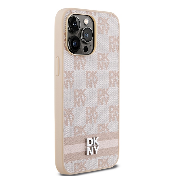 DKNY iPhone 14 Pro Max vāciņš Checkered Mono Pattern & Printed Stripes, rozā