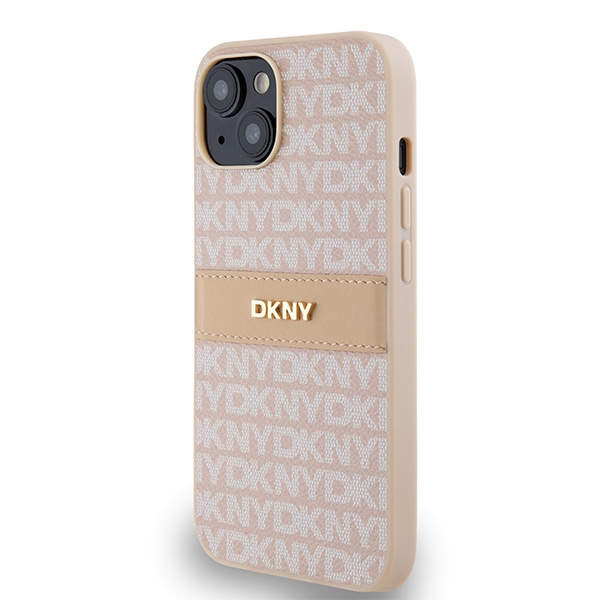 DKNY iPhone 15 / 14 / 13 vāciņš Mono Stripe & Metal Logo, rozā