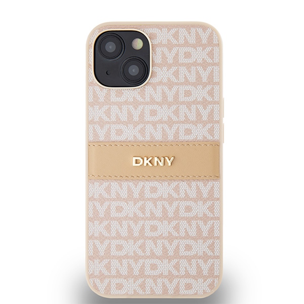 DKNY iPhone 15 / 14 / 13 vāciņš Mono Stripe & Metal Logo, rozā
