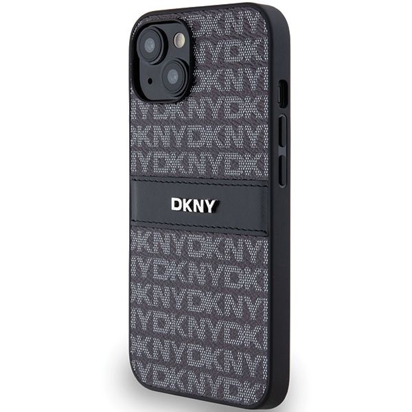 DKNY iPhone 15 / 14 / 13 Case Mono Stripe & Metal Logo, Black