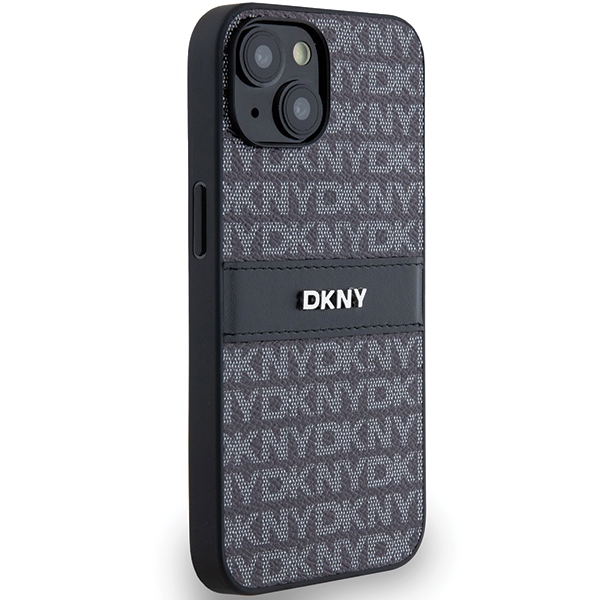 DKNY iPhone 15 / 14 / 13 Case Mono Stripe & Metal Logo, Black