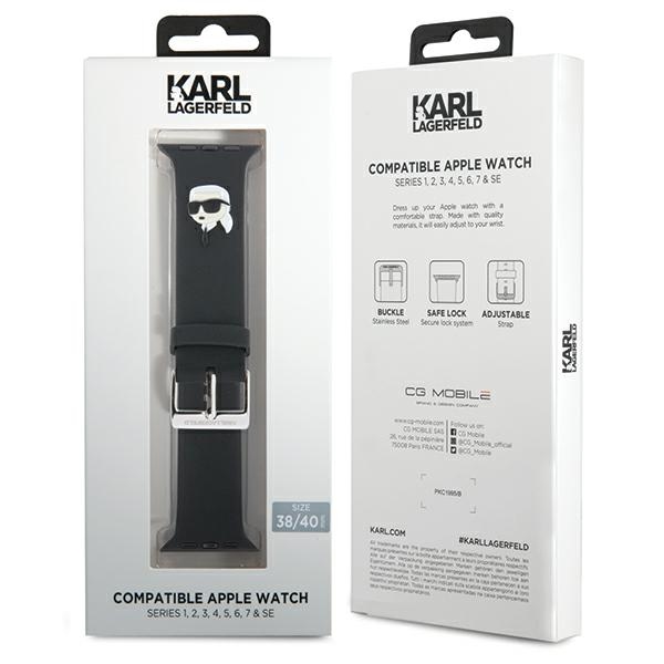 Karl Lagerfeld Apple Watch 38/40/41mm Strap 3D Rubber Karl Head, Black