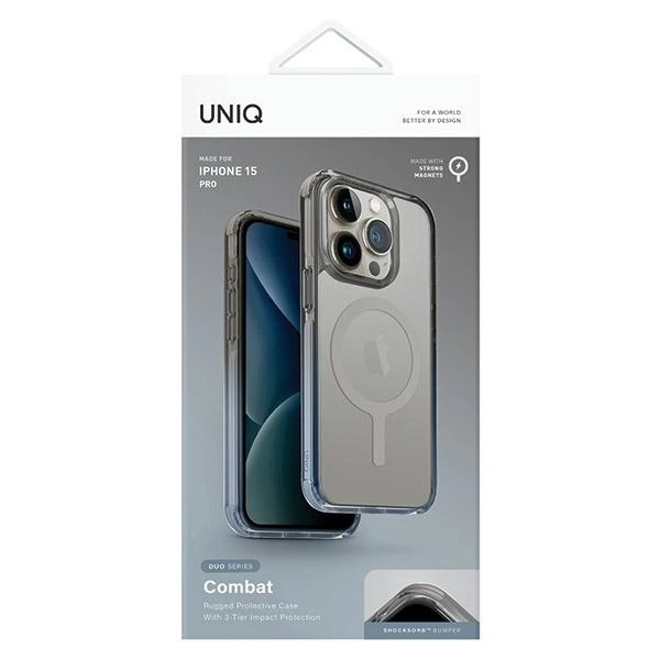 Uniq Combat Duo Magclick Charging case for iPhone 15 Pro - blue-gray