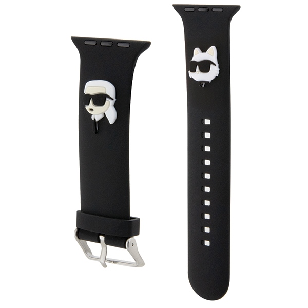 Karl Lagerfeld Apple Watch 38/40/41mm siksniņa 3D Rubber Karl&Choupette, melna