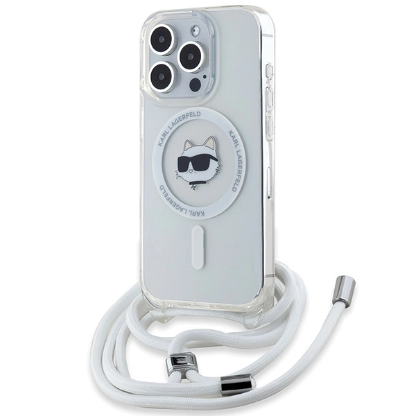 Karl Lagerfeld iPhone 13 Pro Max vāciņš IML Choupette Head & Cord MagSafe, caurspīdīgs