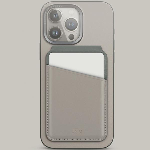 Магнитный RFID-кошелек Uniq Lyden DS с подставкой для телефона - бежевый...