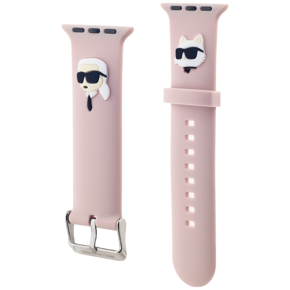 Karl Lagerfeld Apple Watch 42/44/45/49mm Strap 3D Rubber Karl&Choupette, Pink