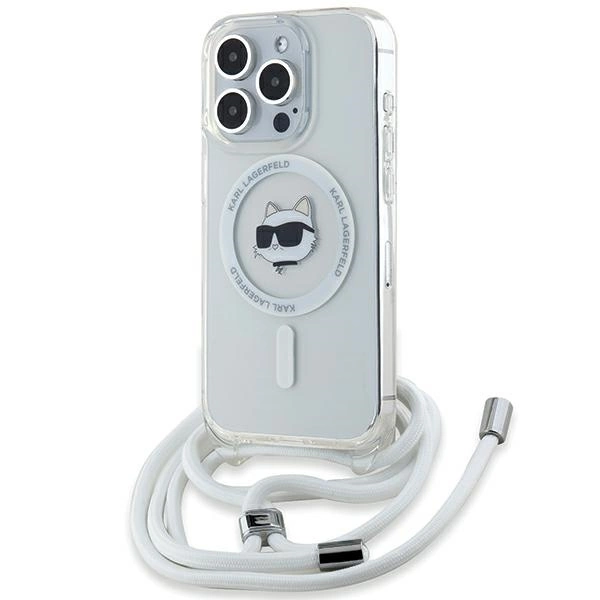 Karl Lagerfeld iPhone 14 Pro Max vāciņš IML Choupette Head & Cord MagSafe, caurspīdīgs