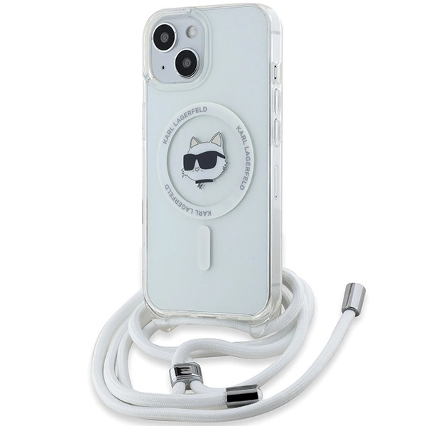 Karl Lagerfeld iPhone 13 / 14 / 15 vāciņš IML Choupette Head & Cord, caurspīdīgs