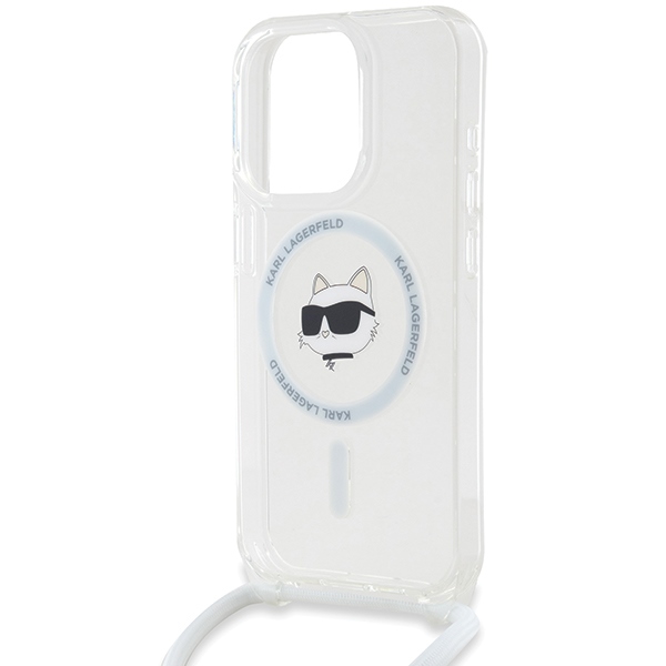 Karl Lagerfeld iPhone 15 Pro vāciņš IML Choupette Head & Cord MagSafe, caurspīdīgs