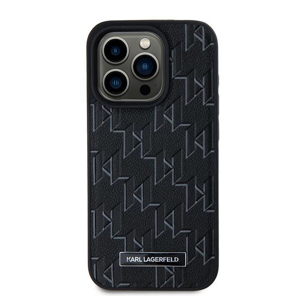 Apple iPhone 15 Pro Max 6.7\'\' Karl Lagerfeld Leather Monogram Metal Logo MagSafe Cover Case, Black | Telefona...