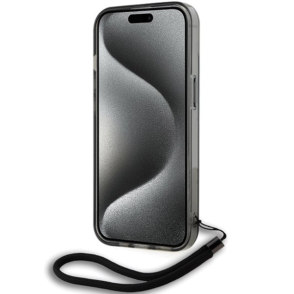Karl Lagerfeld iPhone 15 / 14 / 13 vāciņš IML Mono KL Pattern & Cord, melns