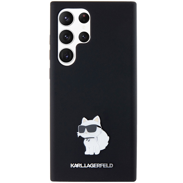 Karl Lagerfeld Samsung Galaxy S24 Ultra Case Silicone Choupette Metal Pin, Black