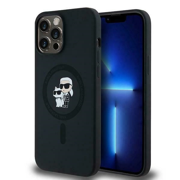 Apple iPhone 13 Pro 6.1'' Karl Lagerfeld Karl & Choupette Glitter MagSafe Cover Case, Black