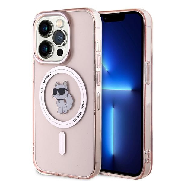 Karl Lagerfeld iPhone 14 Pro Max vāciņš IML Choupette MagSafe, rozā