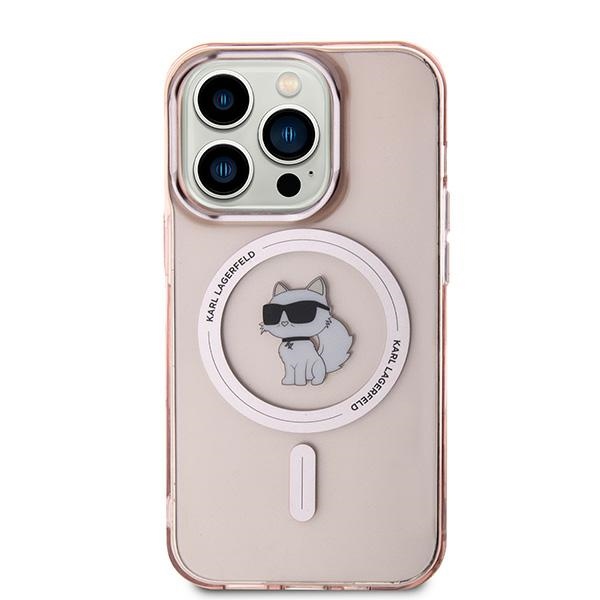 Karl Lagerfeld iPhone 14 Pro Max vāciņš IML Choupette MagSafe, rozā