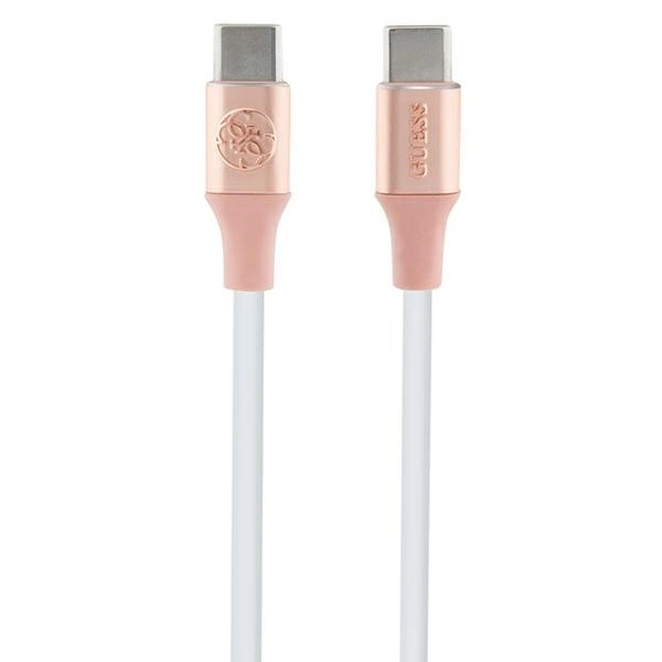 Guess Ebossed Logo USB-C / kabelis 1,5 m ar ātru uzlādi - rozā krāsā | Cable 1.5m Fast Charging Pink