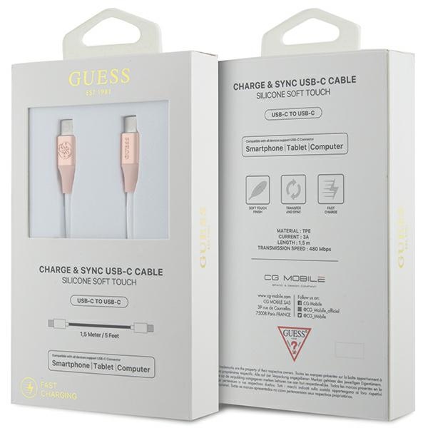 Guess Embossed Logo Кабель USB-C / USB-C 1.5м, розовый